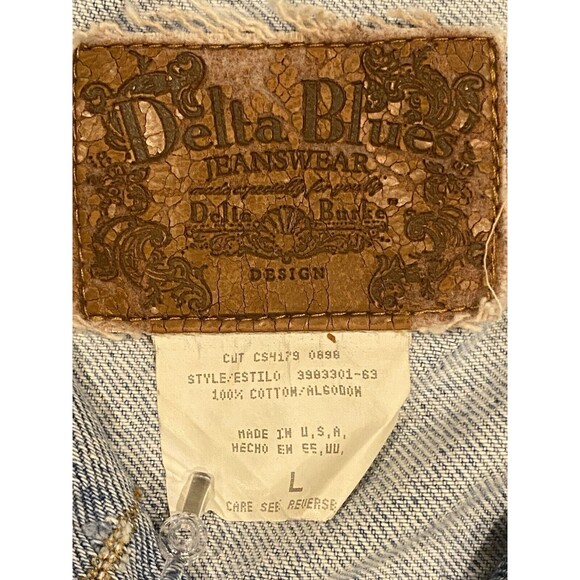 Vintage Delta Burke Delta Blues Denim Jacket L Made In USA Workwear Jacket - Picture 4 of 10